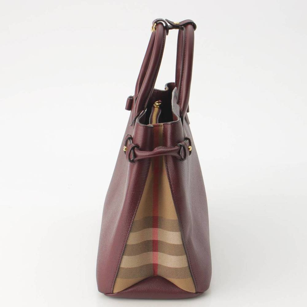 Burberry Logo Wine Bag Handbag Red Banner View 2
